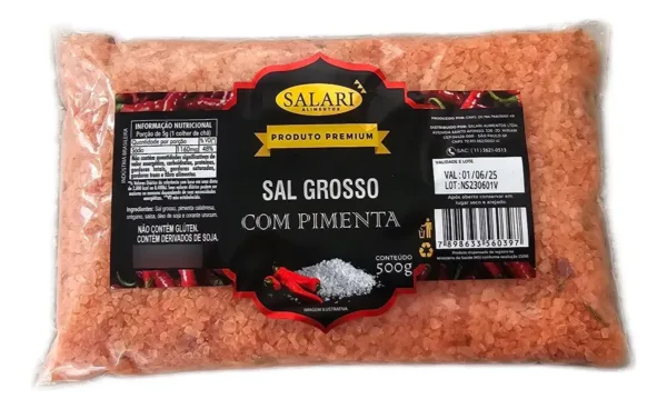 Sal Grosso Especial - Pimenta Defumada - Caixa 12 Un.
